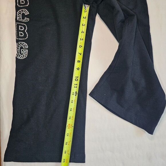 BCBGMaxAzria Black Cotton Capri Sweat Pants with Rhinestone Bling sx L - Picture 5 of 6